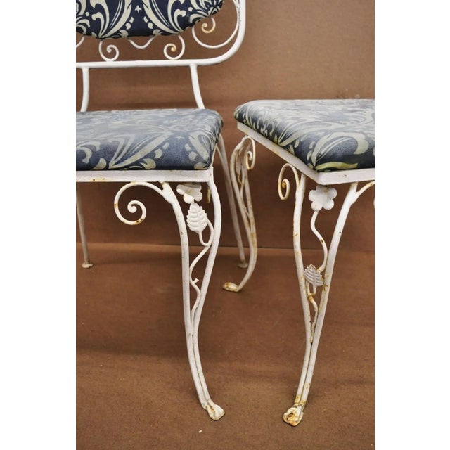 Metal Mid 20th Century Vintage Art Nouveau Style Floral Wrought Iron Garden Dining Chairs - Set of 4 For Sale - Image 7 of 12