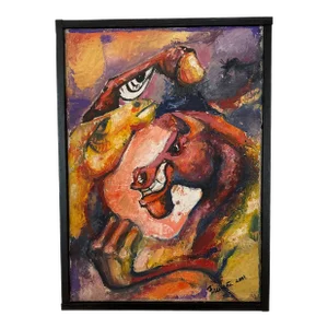 Framed Abstract Painting on Canvas