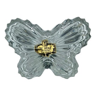 Vintage Crysta Butterfly Trinket Jewelry Box For Sale
