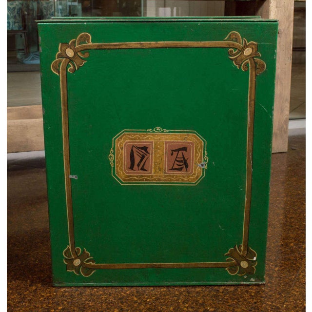 Large Scale Green Tin Bin, English circa 1880.