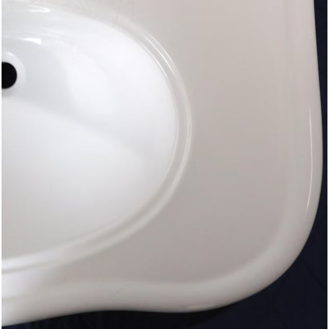 Ceramic Large 36" Wide White Porcelain Console Sink With Porcelain Legs For Sale - Image 7 of 18
