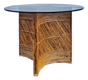 Mid Century Rattan Dining Table or Breakfast Table | Gabriella Crespi Style