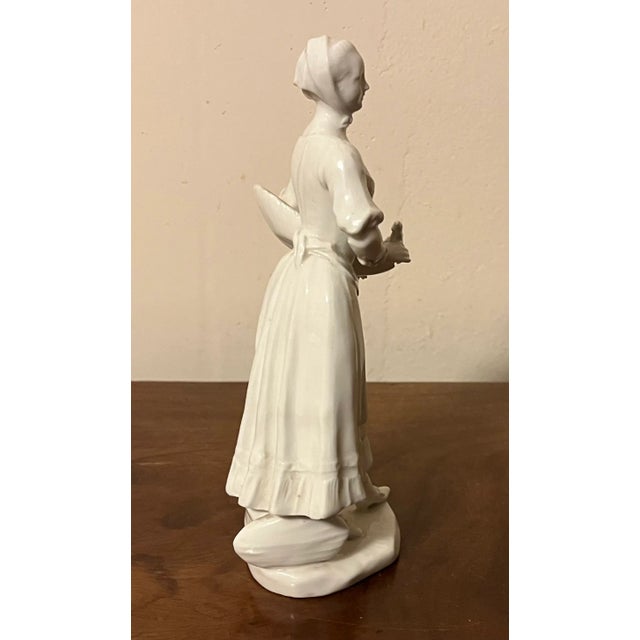 From Vienna Antique 18th Century Vienna Porcelain Blanc De Chine Figure of a Fish Seller For Sale - Image 4 of 11