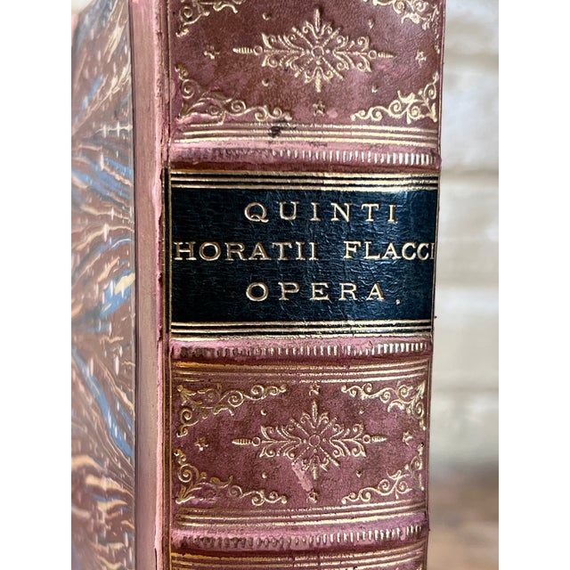 Victorian Nice Antique Horace Latin Poetry Book Illustrated Roman Classics Ornate Leather Binding Neoclassical Engravings Grand Tour Library Decor For Sale - Image 3 of 11