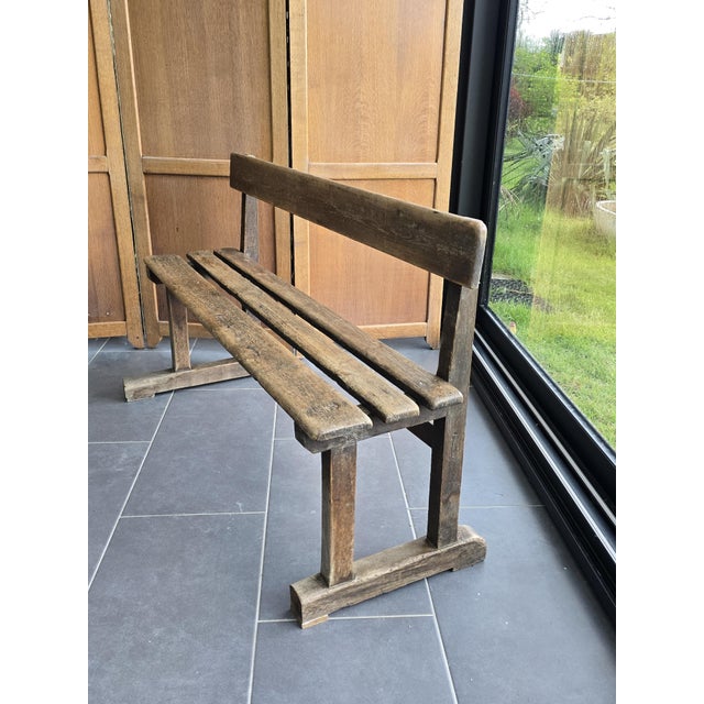 Antique Oak School Bench, 1920s For Sale - Image 11 of 13