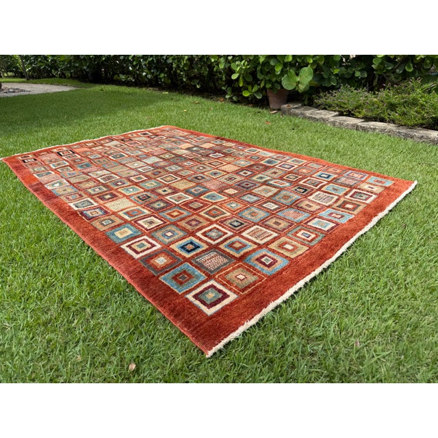 Vintage Hand-Knotted Pakistani Gabbeh Wool Textile Art Rug For Sale In Naples, FL - Image 6 of 12