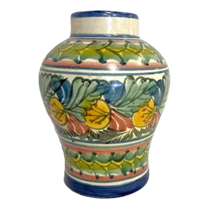 Vintage Hand Painted Mexican Talavera Pottery Vase