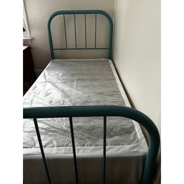 Teal Mid 20th Century Twin Metal Bed Frame-Tal/Turqoise For Sale - Image 8 of 10