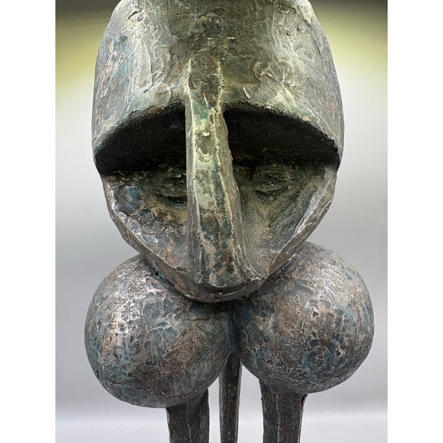 Fine old bronzed metal sculpture. Brutalist execution with African/Spanish or tribal tones. Over 7 pounds....