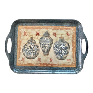 Vintage Wilscombe Wellington Somerset England Asian Chinoiserie Melamine Serving Tray For Sale