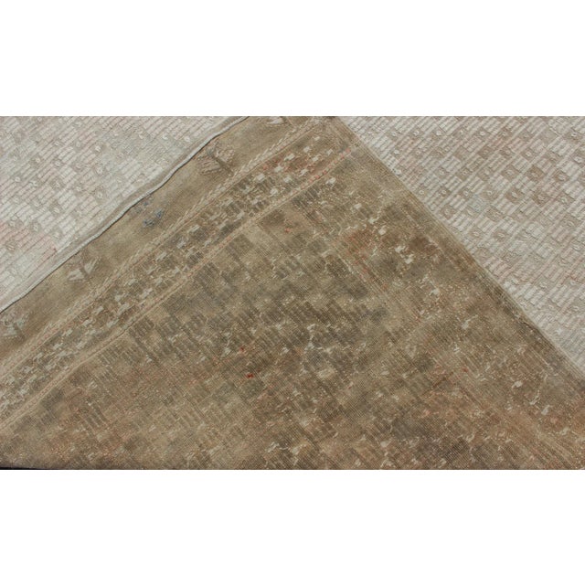 Vintage Turkish Embroidered Rug With Geometric Diamond Design in Neutral Tones For Sale - Image 12 of 13