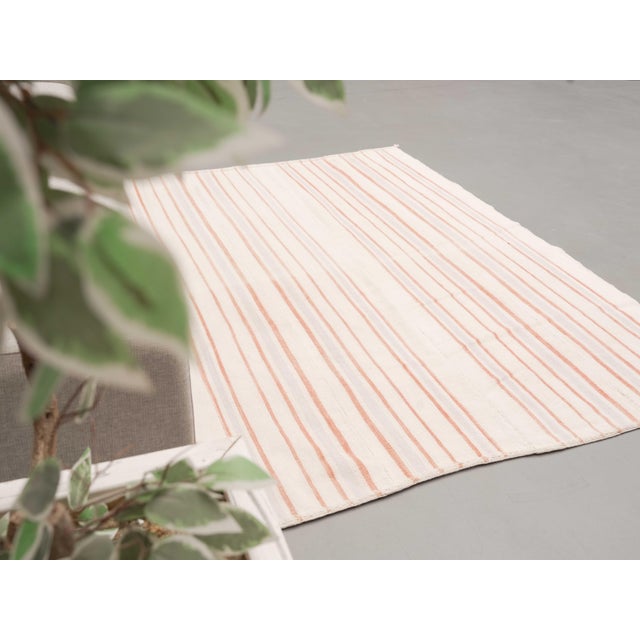 Boho Chic 1970s Vintage Handmade Wool Cotton White Runner Rug For Sale - Image 3 of 11