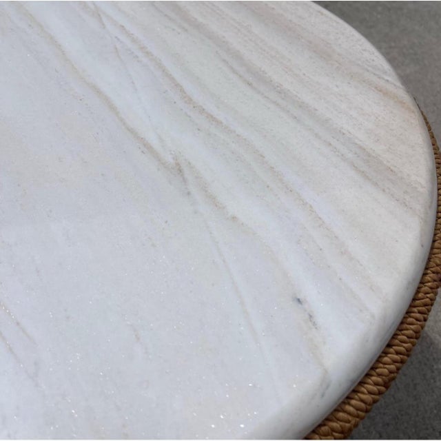 Marzio Cecchi Studio Most Rope Travertine Top Side Tables or Nightstands, a Pair For Sale In West Palm - Image 6 of 12