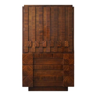 Mid-Century Lane Brutalist Cubist Highboy Dresser For Sale