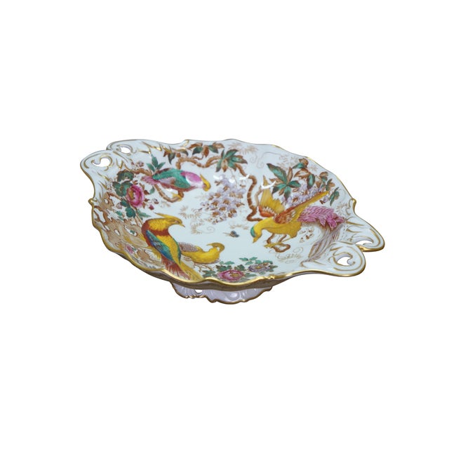 Victorian Vintage Royal Crown Derby Olde Avesbury Phoenix Footed Dish Compote For Sale - Image 3 of 14