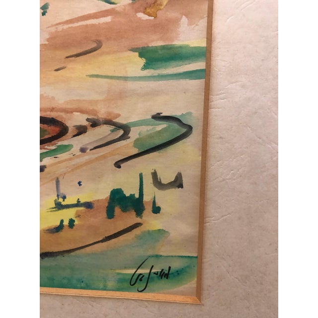 Mordechai Avniel, Israeli Modernist Watercolor Painting Jerusalem Landscape Bezalel School Avniel For Sale - Image 4 of 6