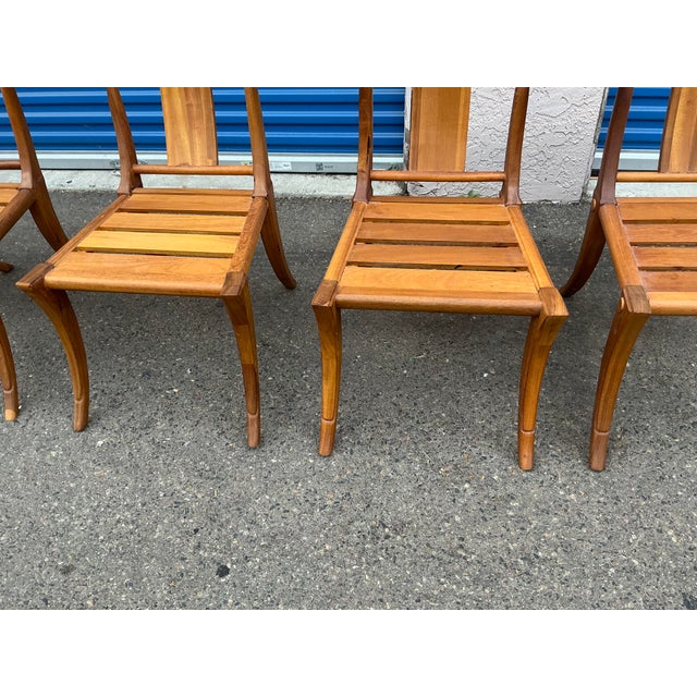 Teak Klismos Patio Dining Chairs. - Set of 6 For Sale - Image 17 of 17