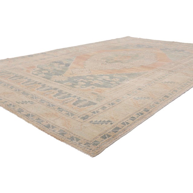 54134 Vintage Turkish Oushak Rug, 06'00 x 09'08. The Garden Eternal: A Vintage Turkish Oushak Masterpiece of Quiet...