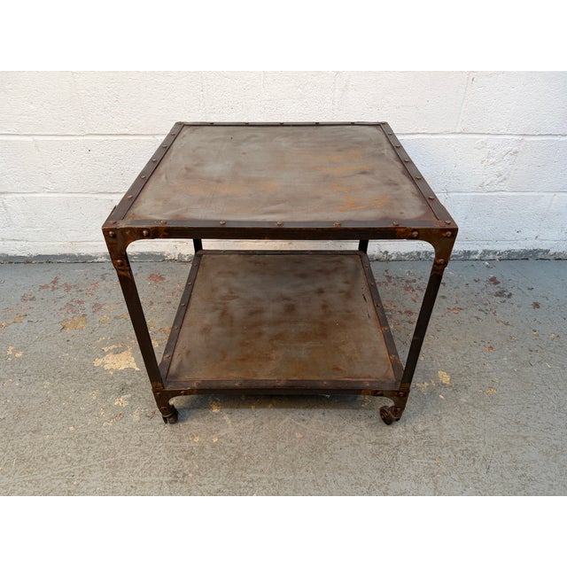 Late 20th Century Rustic Industrial Two-Tier Metal Accent Table For Sale - Image 12 of 15