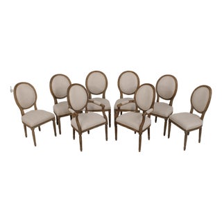 Set of 8 Restoration Hardware Oak Dining Chairs For Sale