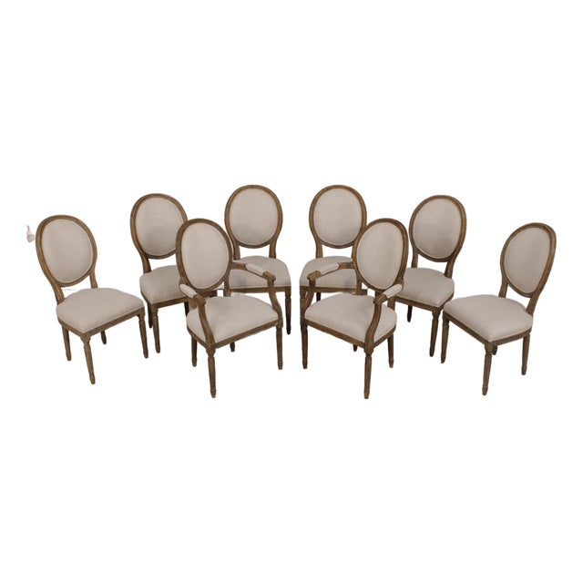 Set of 8 Restoration Hardware Oak Dining Chairs For Sale