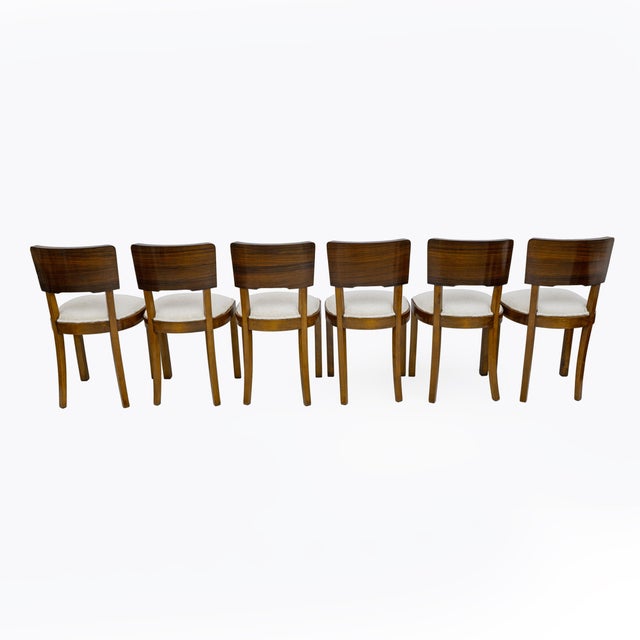 Italian Art Deco Walnut Dining Chairs, 1930s, Set of 6 For Sale - Image 11 of 12