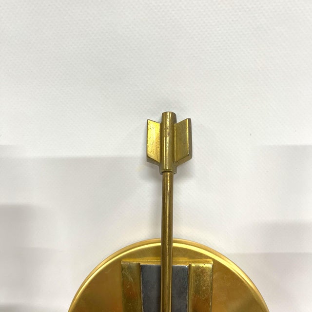 1960s 1960s Attributed Gio Ponti Brass Arrow Italian Wall Sconces - A Pair. For Sale - Image 5 of 12