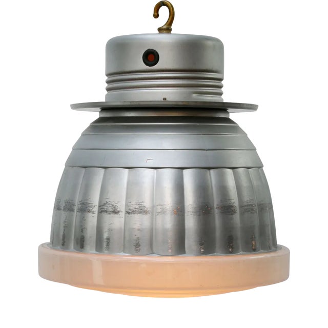 Vintage Industrial Mercury Glass Pendant Lamp by Adolf Meyer for Zeiss Ikon For Sale