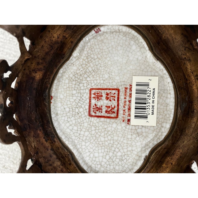 Metal Pair of Fine Porcelain and Bronze Vases With Bird and Insect Motiff For Sale - Image 7 of 9