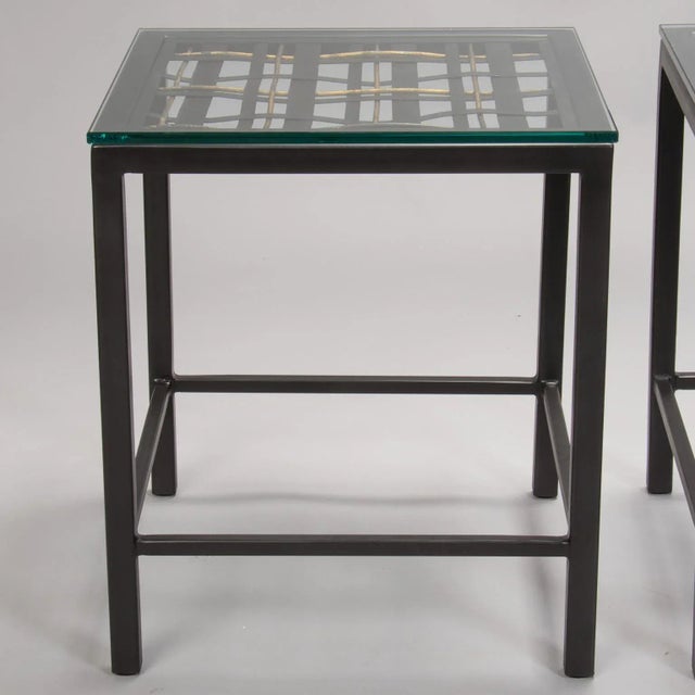 Mid-Century Modern Custom End Tables Made With French Metal Grill - Pair For Sale - Image 3 of 6