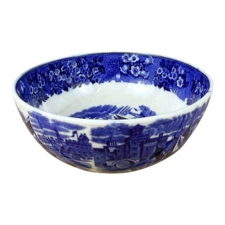 Antique English W. H. Grindley Ferrara Blue & White Transferware Serving Bowl, Circa 1900 For Sale