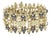 Vintage Signed Francois Gold Plated Cuff Bracelet With Faux Pearls and Amber Rhinestones For Sale