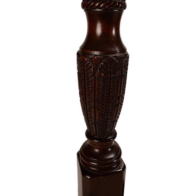1980s Councill Furniture Georgian Rice Carved Mahogany Queen Size Poster Bed For Sale - Image 10 of 12