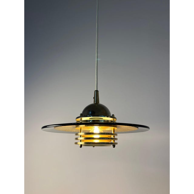Small Vintage Pendant Lamp in Smoked Glass and Brass by Jan Eskil Eskilsson for Belid For Sale - Image 3 of 11