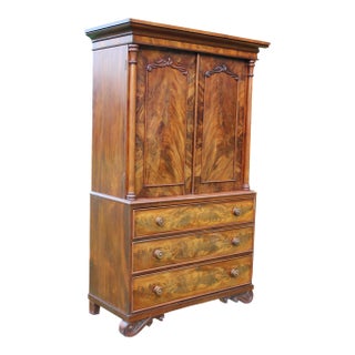 Antique Empire Linen Press Crafted by W. A. Willcocks of Guernsey For Sale