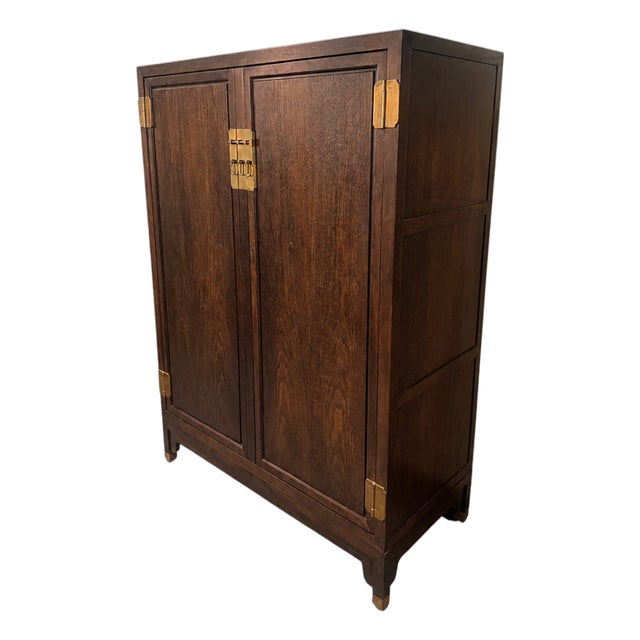 Late 20th Century Michael Taylor for Baker Walnut Cabinet With Brass Hardware For Sale