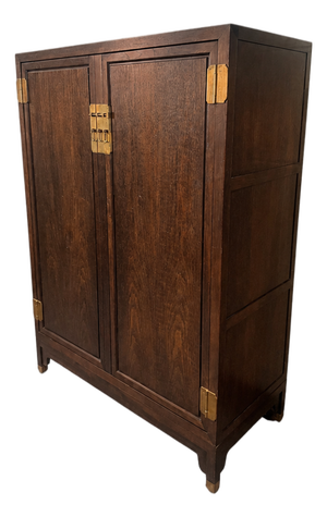 Late 20th Century Michael Taylor for Baker Walnut Cabinet With Brass Hardware
