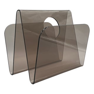 Vintage Magazine Rack in Smoked Acrylic Glass, 1960s For Sale