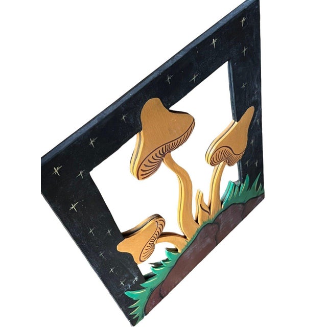 VTG Hand Carved Psychedelic Painted Wood Boho Hippie 16" X 12" Mushroom Mirror I originally bought this at a tattoo /...