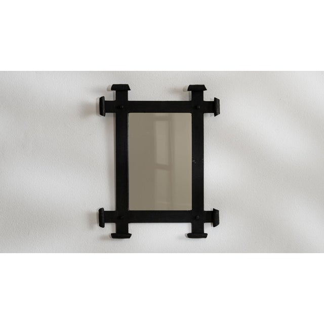 Mid 20th Century Mid 20th Century France Black Iron Mirror For Sale - Image 5 of 7