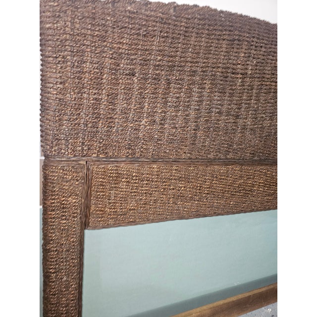 Late 20th Century Coastal Boho-Chic Hand-Woven Banana Leaf Arched Headboard For Sale In Atlanta - Image 6 of 12