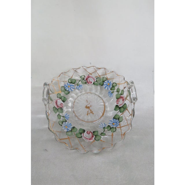 Traditional Hand Painted Upturned Handles Serving Dish Tray With Handles For Sale - Image 3 of 12