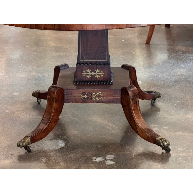 19th Century 19th Century Regency Rosewood Center Table With Brass Inlay For Sale - Image 5 of 14