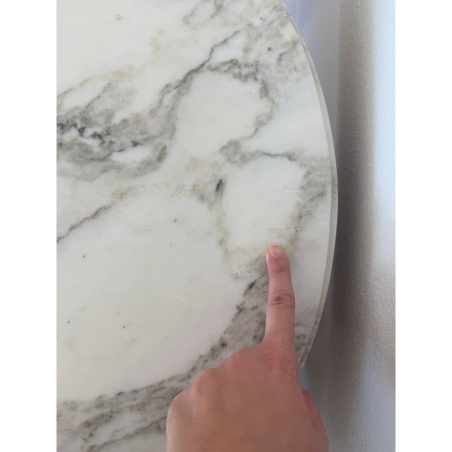 Wood Vintage Neoclassical Three-Piece Marble Coffee Table With Hand-Carved Wood Base For Sale - Image 7 of 18