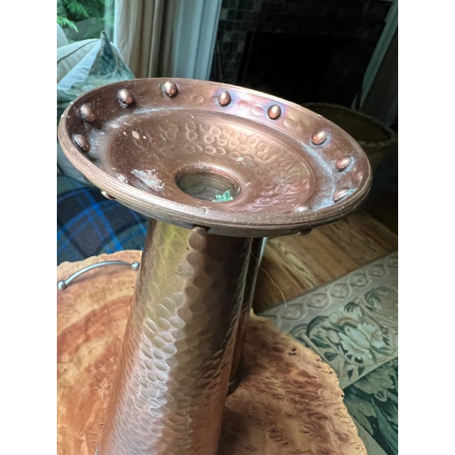 Classic set of mission style hand hammered copper candlesticks. Great accent for any traditional mantle or console.