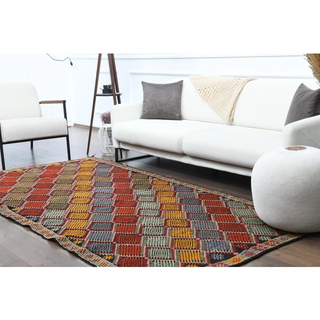 Vintage Turkish Oushak Handmade Wool Cotton Red Area Rug For Sale - Image 4 of 12