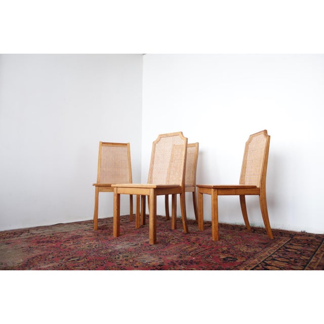 Wood and Cane Dining Chairs Set of 4 Chairish