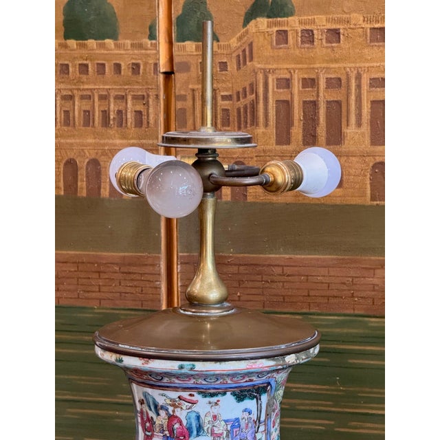 Near Pair of 19th Century Chinese Export Baluster Form Vases Fashioned Into Lamps For Sale - Image 11 of 12