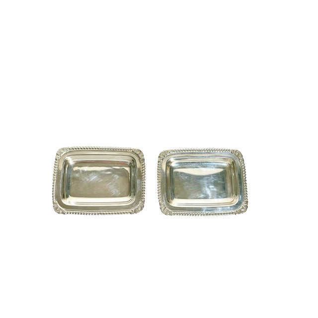Mid 20th Century Vintage Matched Pair of Petite French Silver Plate Calling Card Trays With Shell Detailing For Sale - Image 5 of 13