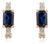 1.0Ct Emerald Cut Blue Sapphire & Diamond Hoop Earrings in 14k Yellow Gold- A Pair For Sale